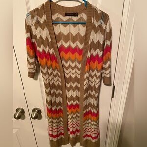 The Limited Zig Zag Open Front Long Sweater
